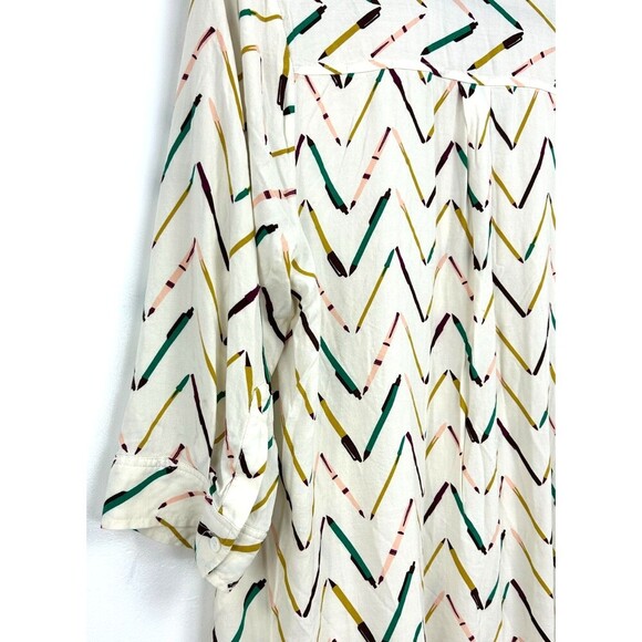 ModCloth Zag Sunny Spirit Women 1X Plus Size Top Cream Button Up Blouse Retro H4 - Picture 9 of 12